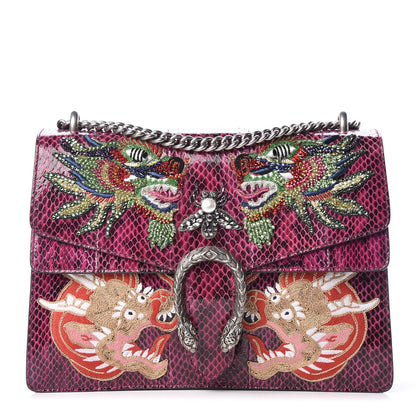 Gucci Elaphe Dragon Embroidered Medium Dionysus Shoulder Bag Violet Cyclamen Multicolor 1 of 9