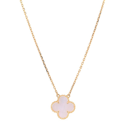 Van Cleef & Arpels 18K Yellow Gold Mother of Pearl Vintage Alhambra Pendant Necklace 1 of 7