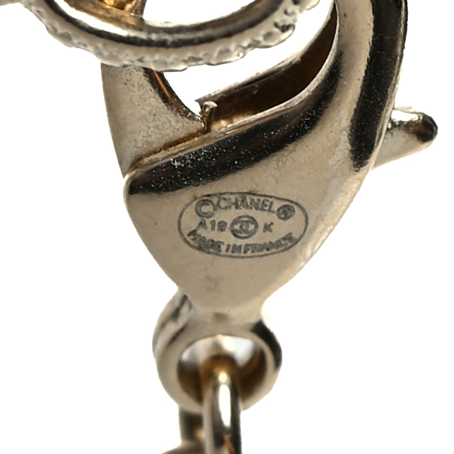 Resin Pearl Crystal Logo Long Necklace Transparent Gold