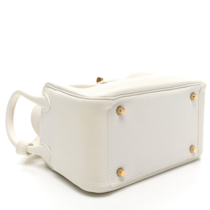 Hermes Taurillon Clemence Mini Lindy 20 New White 4 of 10