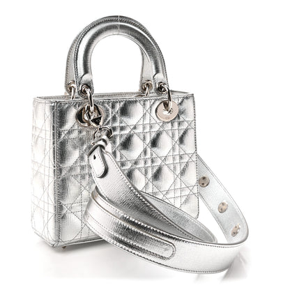 Christian Dior Metallic Grained Calfskin Cannage Small My ABCDior Lady Dior Silver 3 of 9