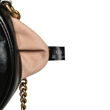 Gucci Azalea Calfskin Matelasse Heart Mini GG Marmont Round Shoulder Bag Black 7 of 10