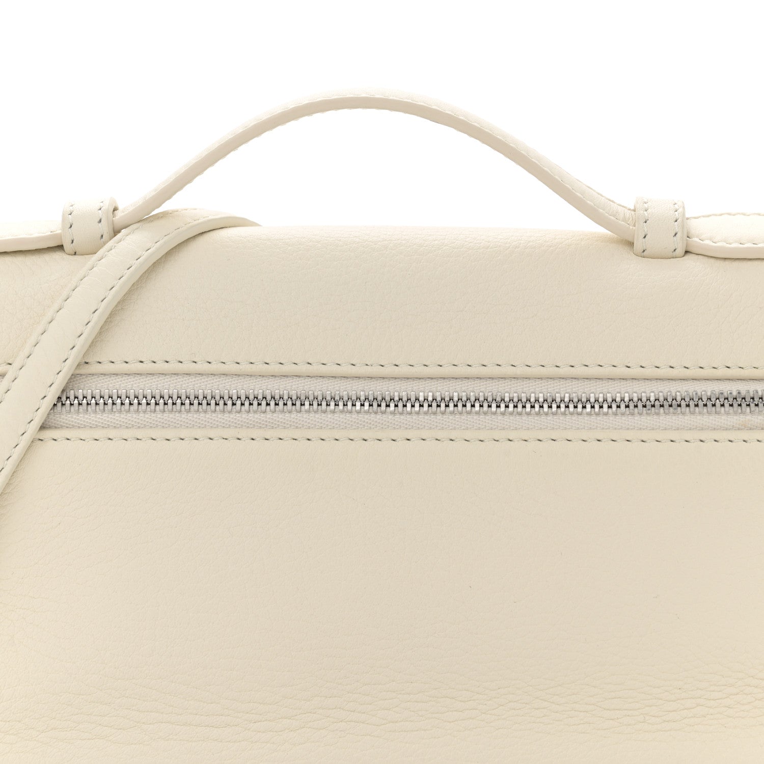 Loro Piana Grained Calfskin L19 Extra Pocket Pouch Whisper White