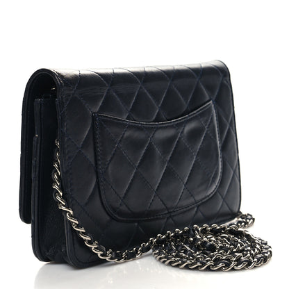 Chanel Lambskin Quilted Wallet On Chain WOC Navy Blue 3 of 11