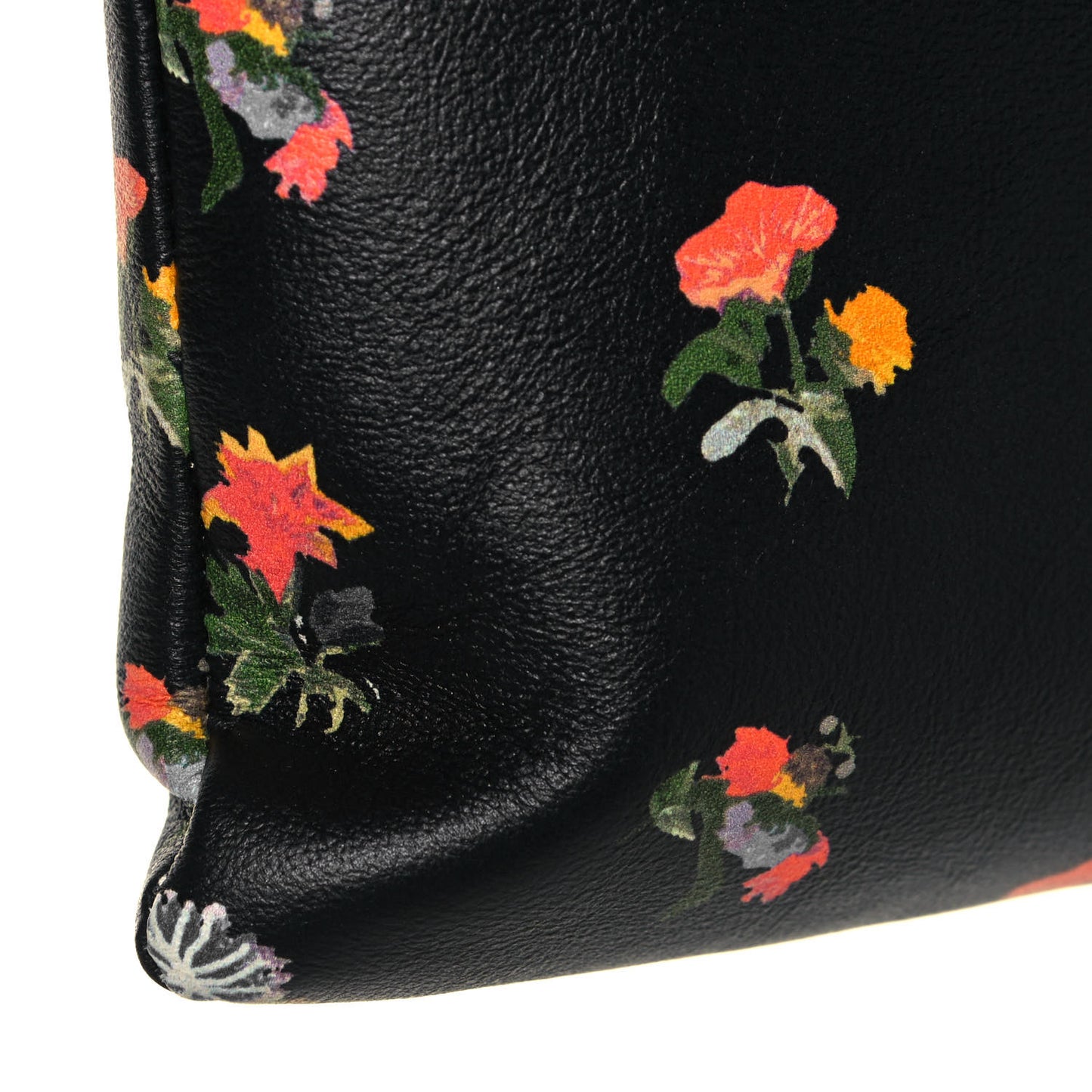 Calfskin Flower Printed Small Monogram Crossbody Bag Black Multicolor