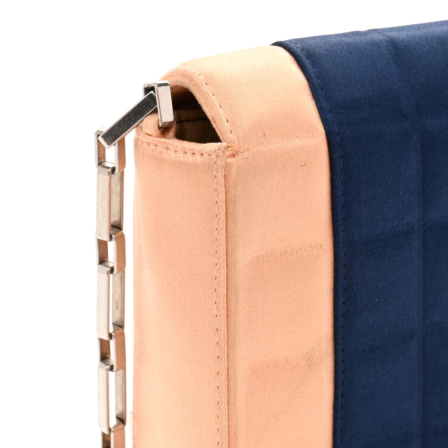 Chanel Satin Chocolate Bar Flap Blue Light Pink 11 of 13