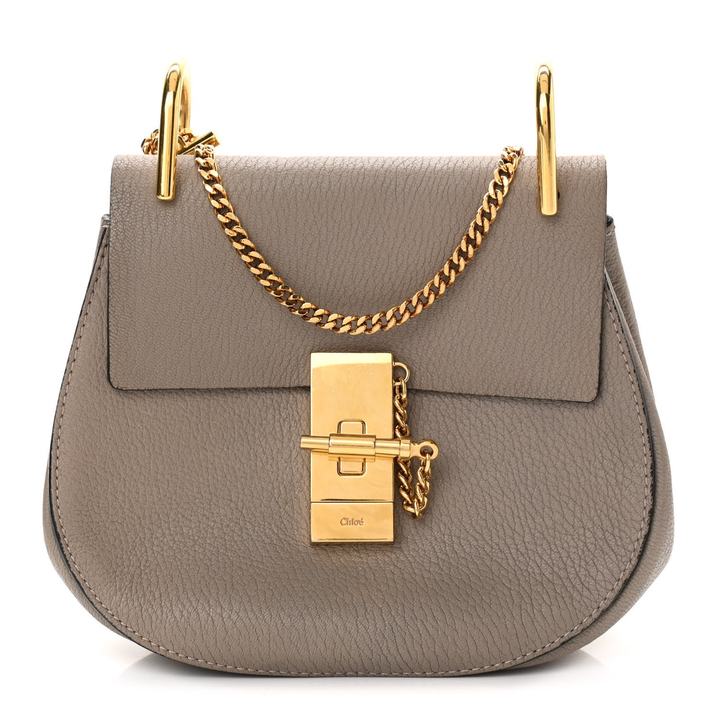 Grained Lambskin Mini Drew Shoulder Bag Motty Grey