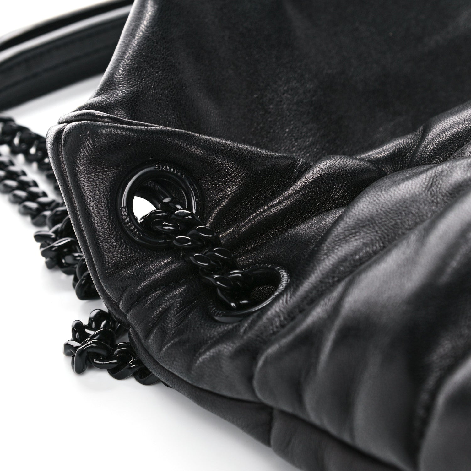 Saint Laurent Lambskin Quilted Small Loulou Puffer Monogram Chain Satchel Black 11 of 13