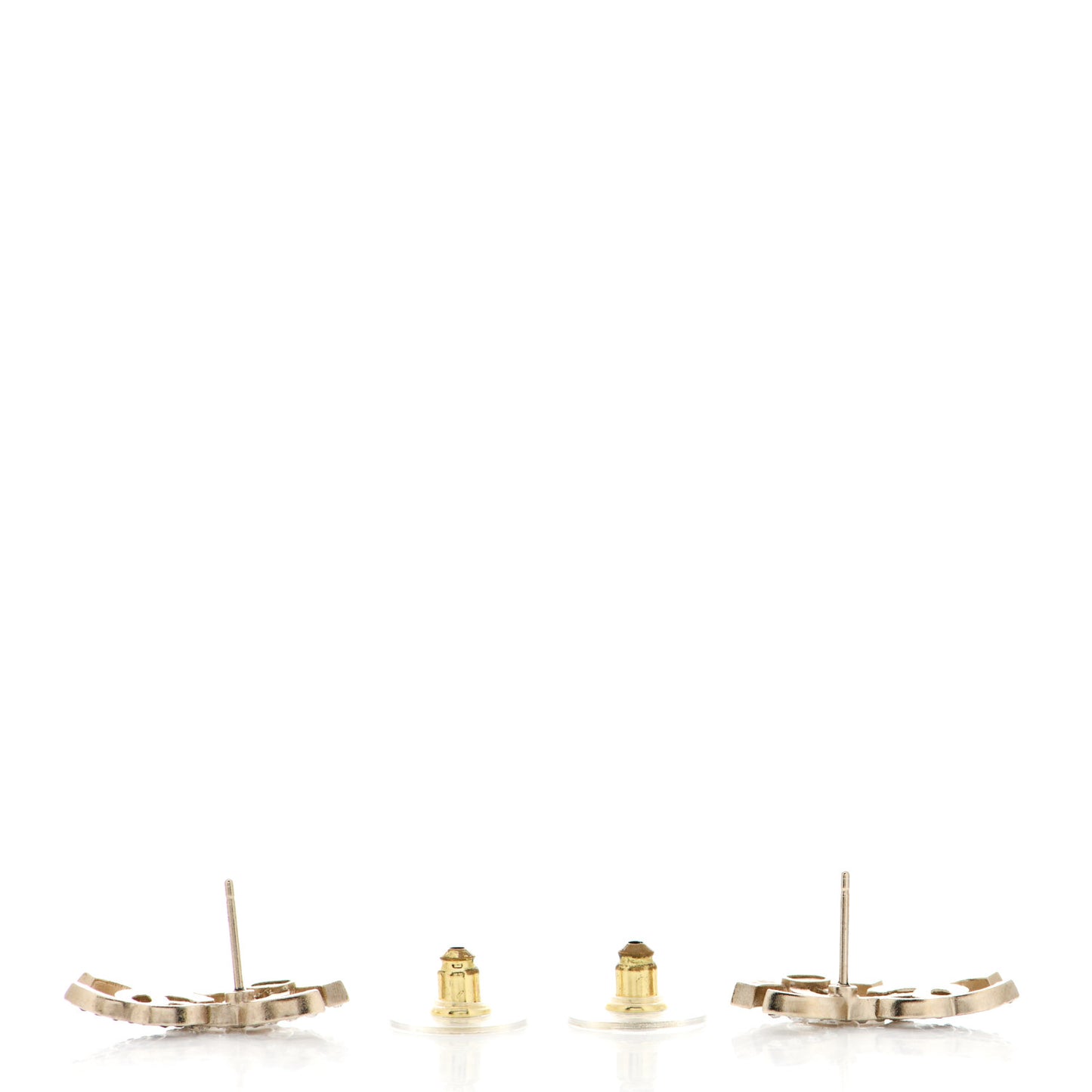 Crystal Double CC Earrings Gold Black