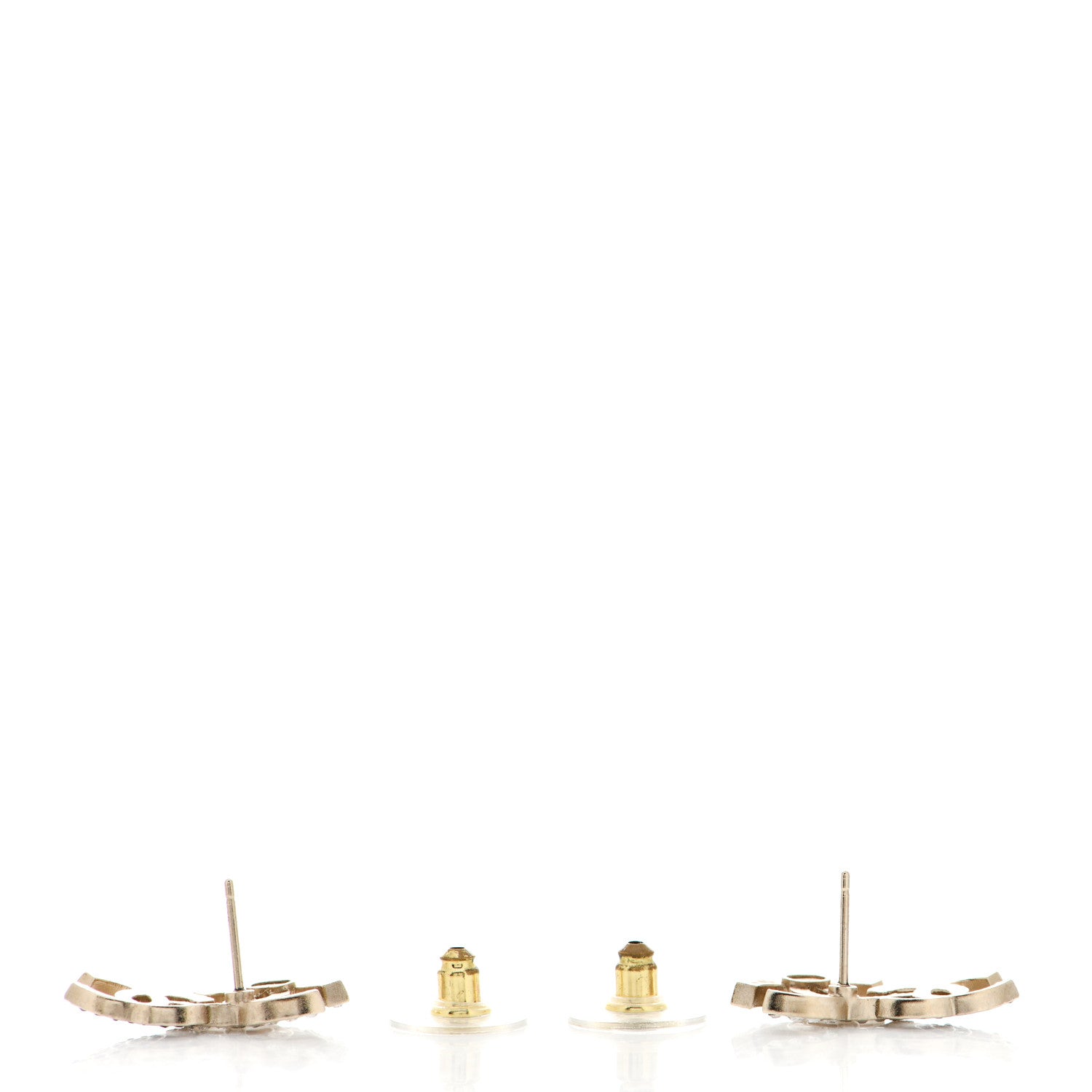 Chanel Crystal Double CC Earrings Gold Black 3 of 5