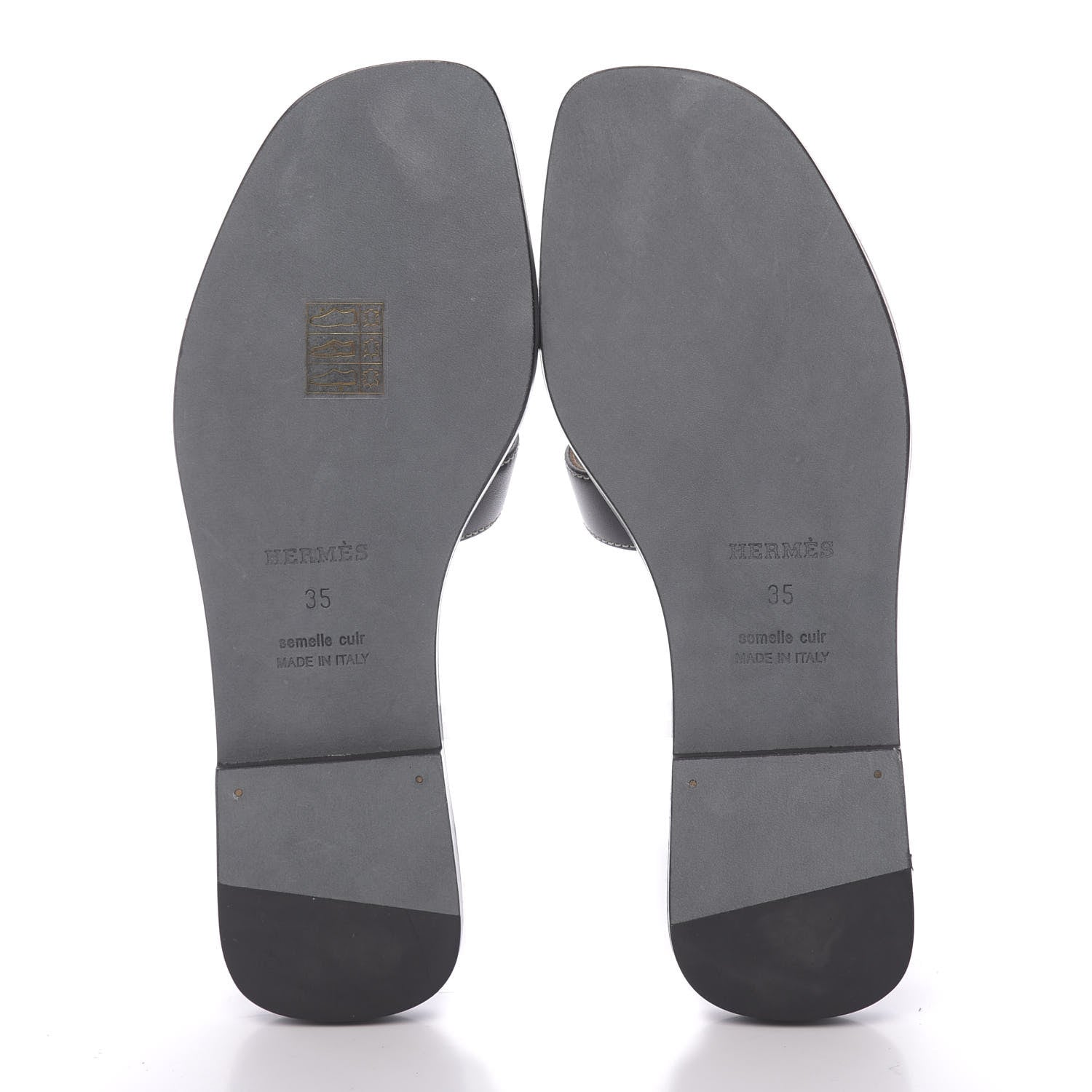 Hermes Box Calfskin Oran Sandals 35 Black 5 of 9
