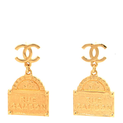Chanel Metal CC Rue Cambon Drop Earrings Gold 1 of 5