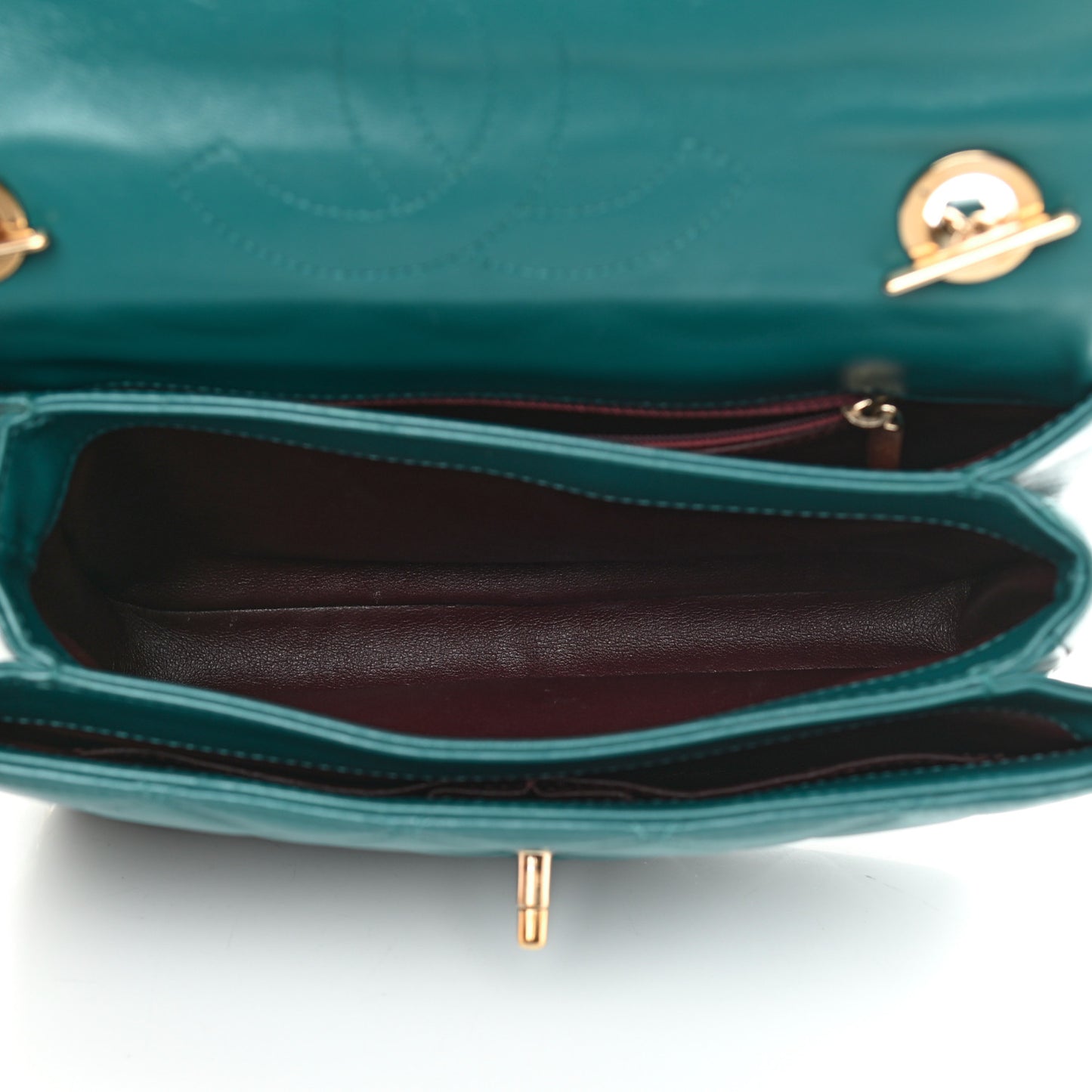 Lambskin Quilted Small Trendy CC Flap Dual Handle Bag Green