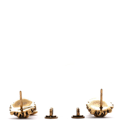Gucci Metal Lion Head Heart Drop Earrings Aged Gold 3 of 5