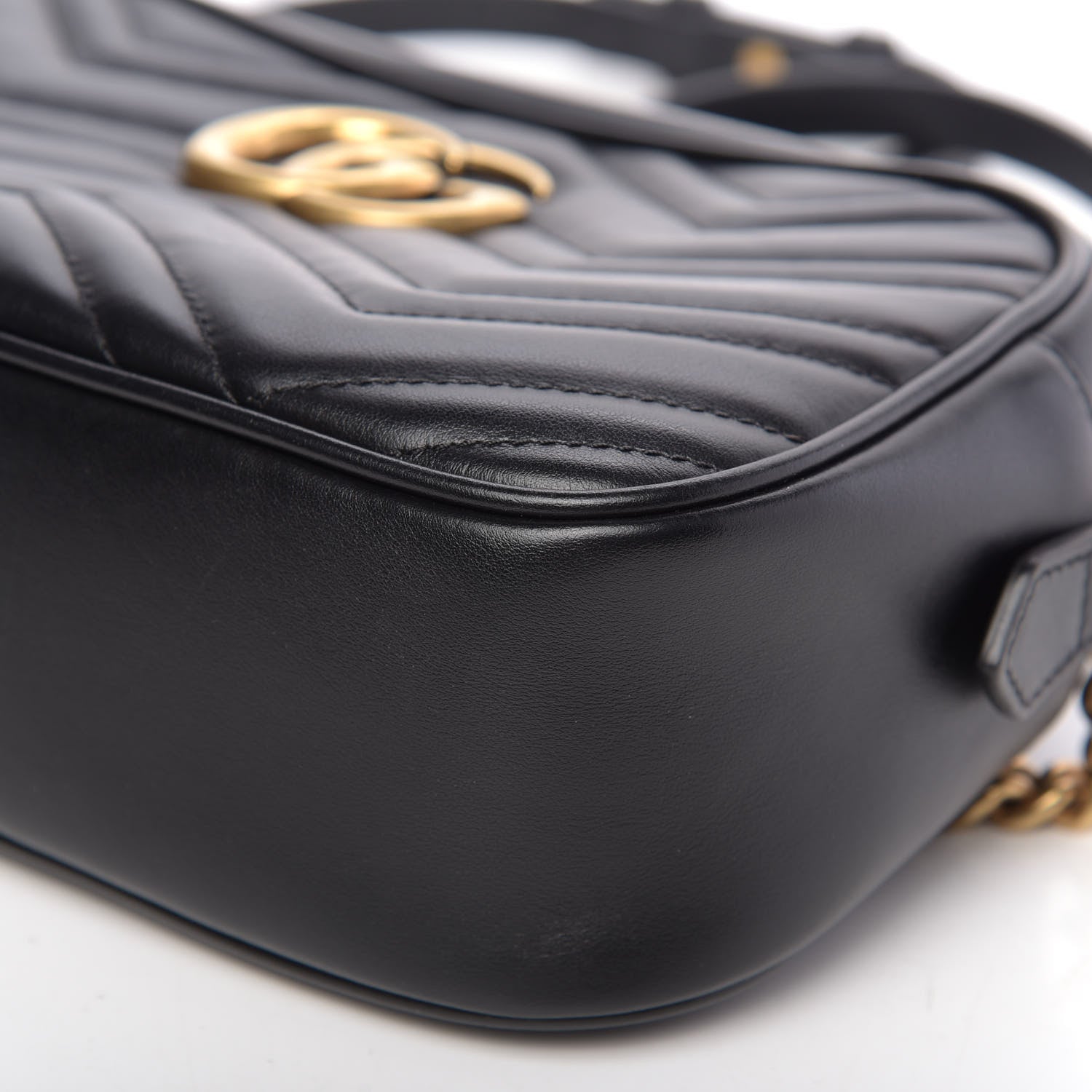 Gucci Calfskin Matelasse Small GG Marmont Chain Shoulder Bag Black 10 of 11