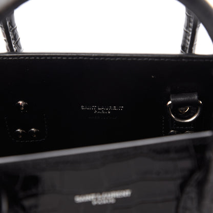 Saint Laurent Calfskin Crocodile Embossed Baby Sac De Jour Black 8 of 10