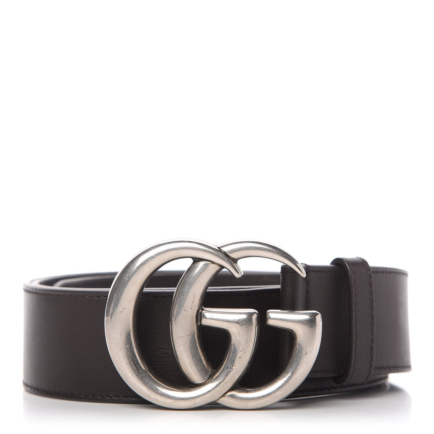 Moon Calfskin Nickel Double G 40mm Belt 100 40 Dark Cocoa