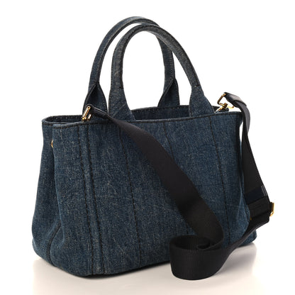 Prada Denim Small Logo Tote Black 3 of 10