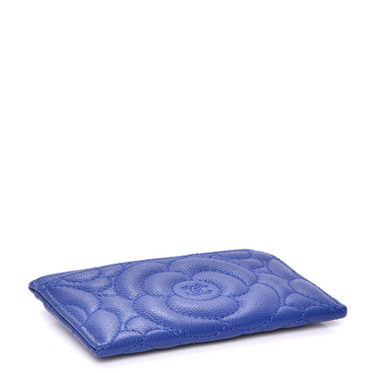 Chanel Caviar Camellia Quilted Card Holder Blue 4 of 9