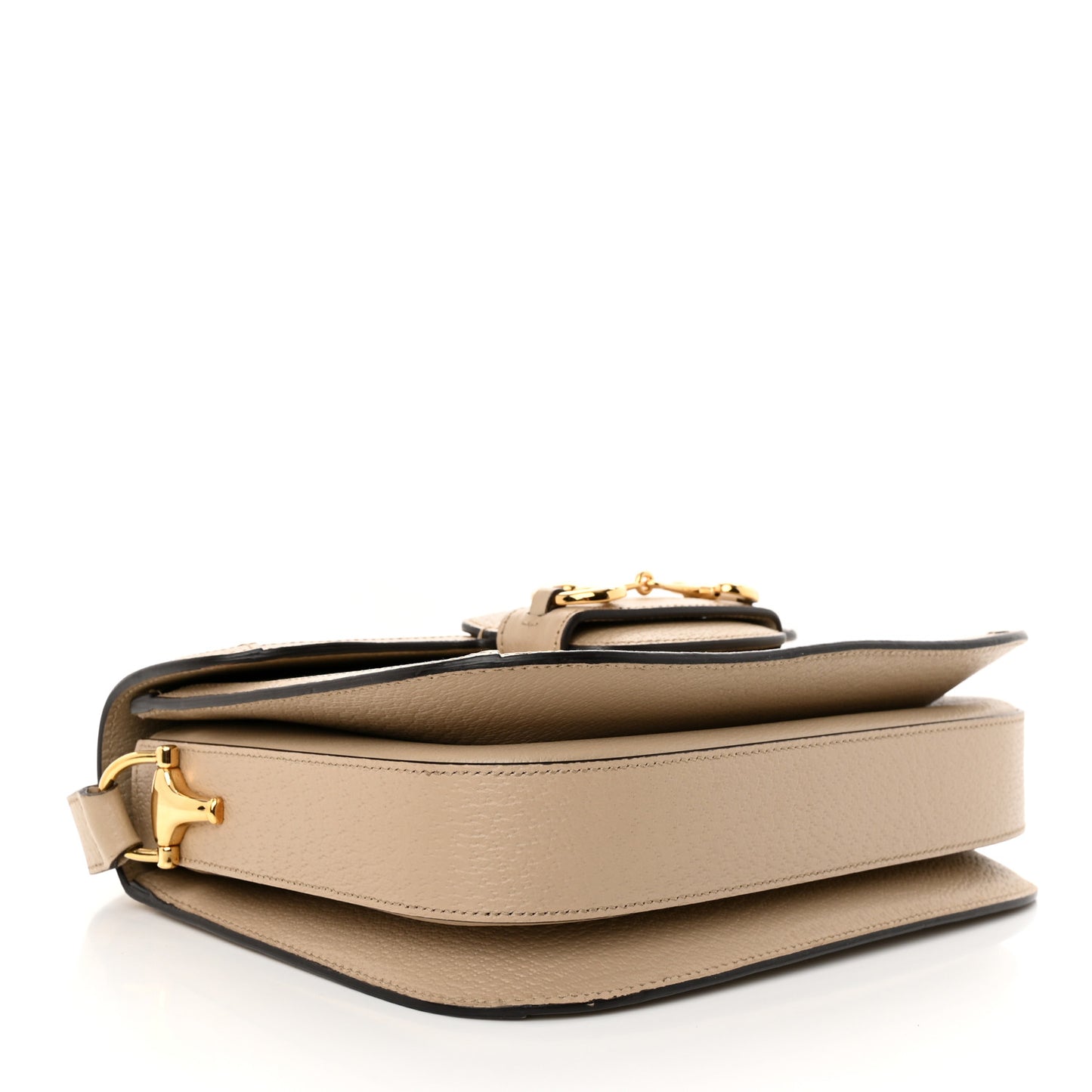 GG Supreme Monogram Textured Dollar Calfskin Horsebit 1955 Shoulder Bag Beige Mystic White Oatmeal