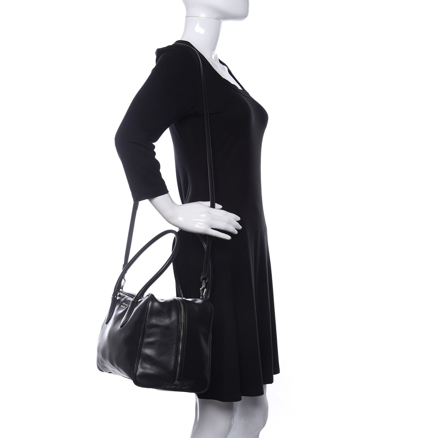 Prada Soft Calf Large Inside Tote Black Mughetto 2 of 10