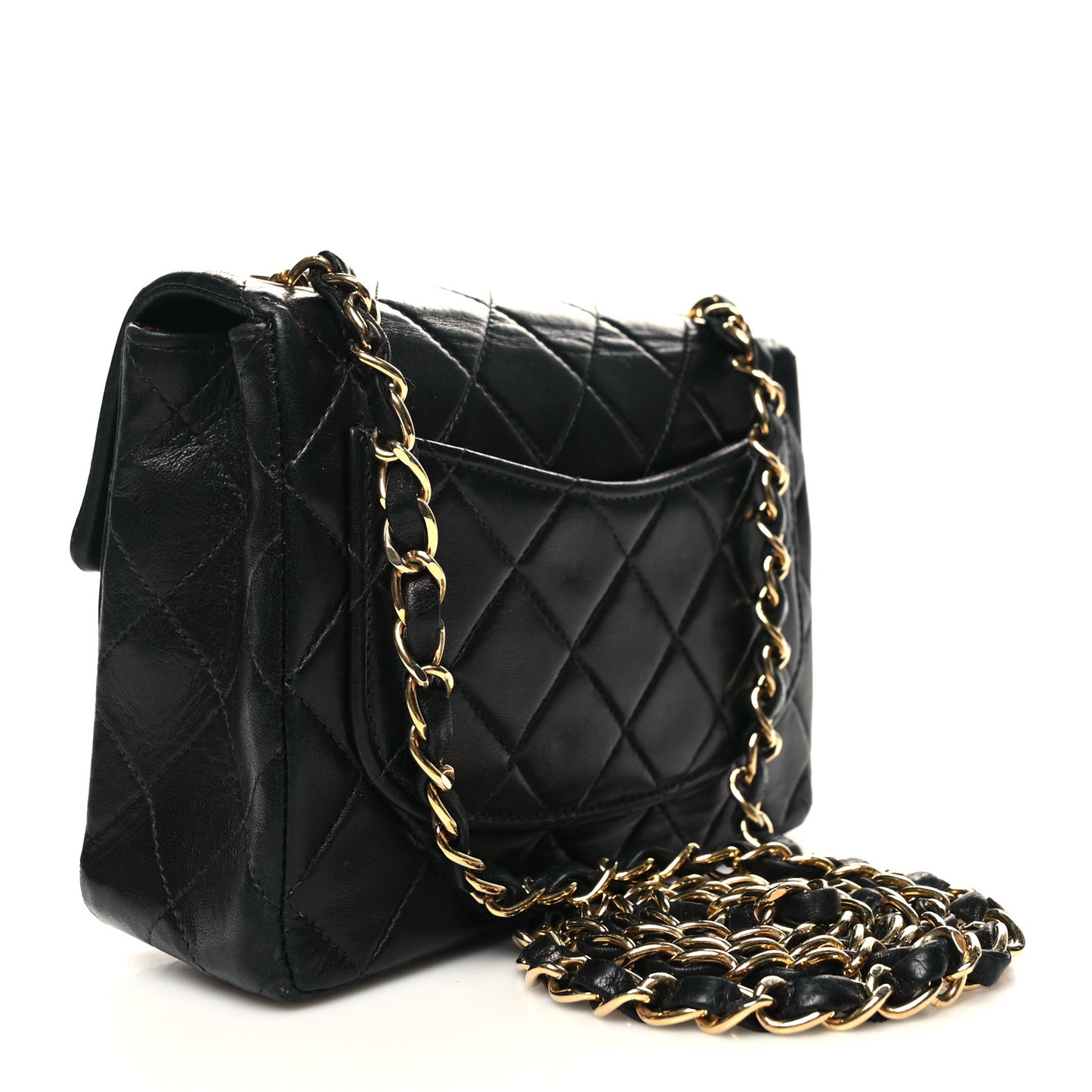 Lambskin Quilted Mini Square Flap Bag Black