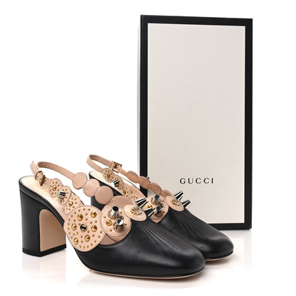 Gucci Malaga Kid Charlotte Pumps 38 Black Skin Rose 8 of 8