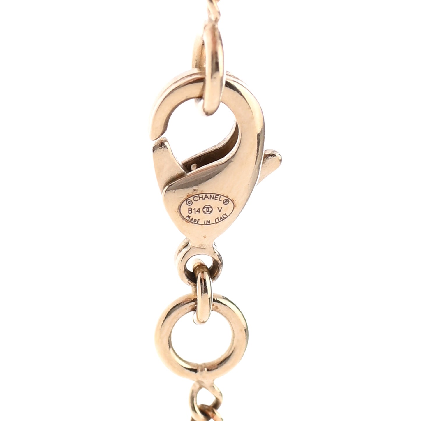 Enamel Pearl CC Baroque Drop Necklace Black Gold