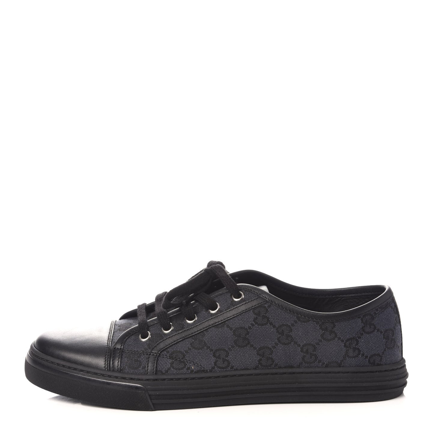 GG Monogram Calfskin Womens Low Top Sneakers 41 Piombo Black
