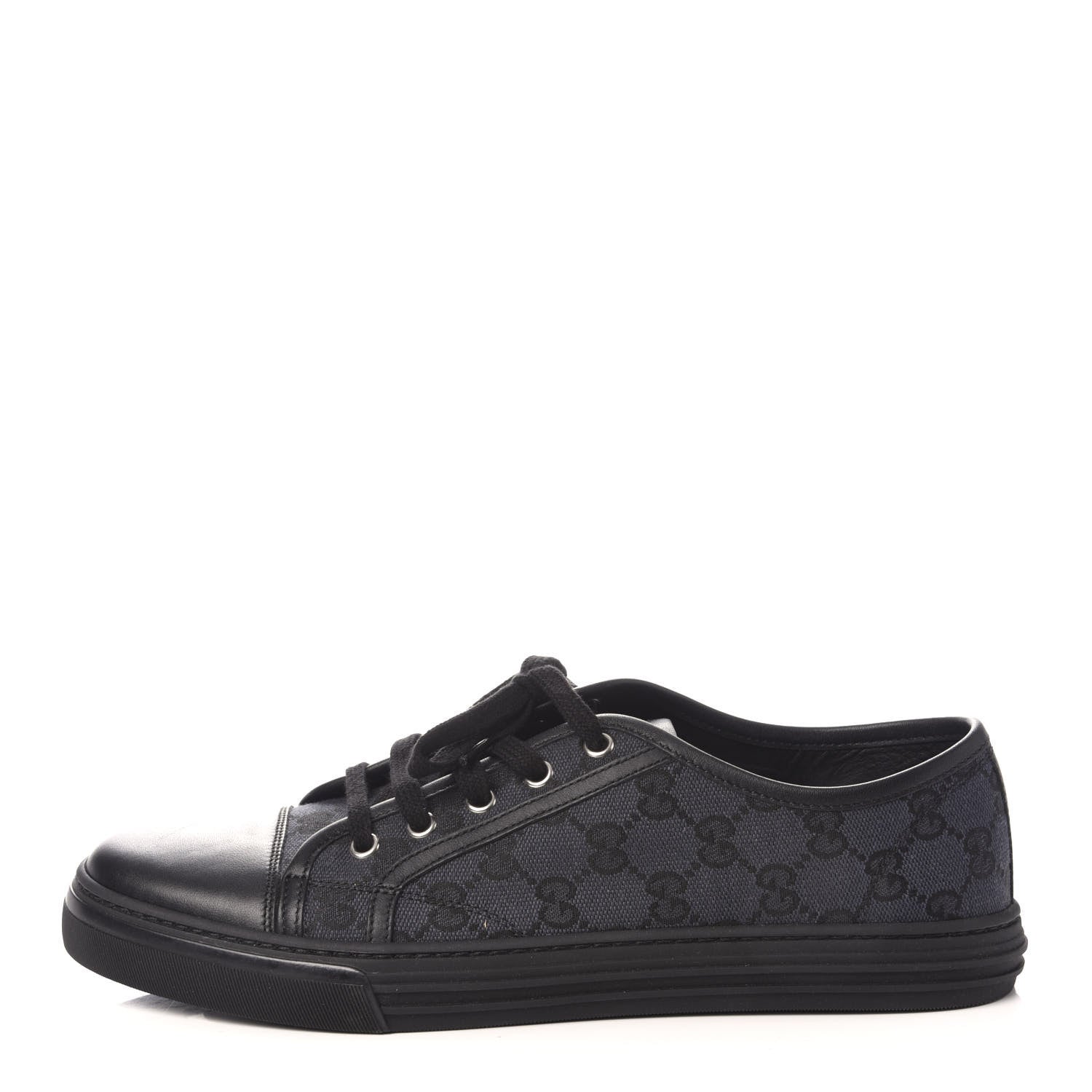 Gucci GG Monogram Calfskin Womens Low Top Sneakers 41 Piombo Black 1 of 7