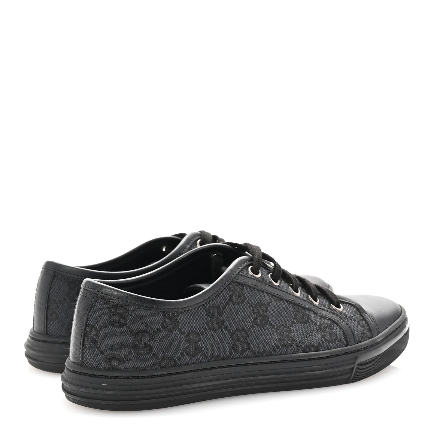 GG Monogram Calfskin Womens Low Top Sneakers 37 Piombo Black