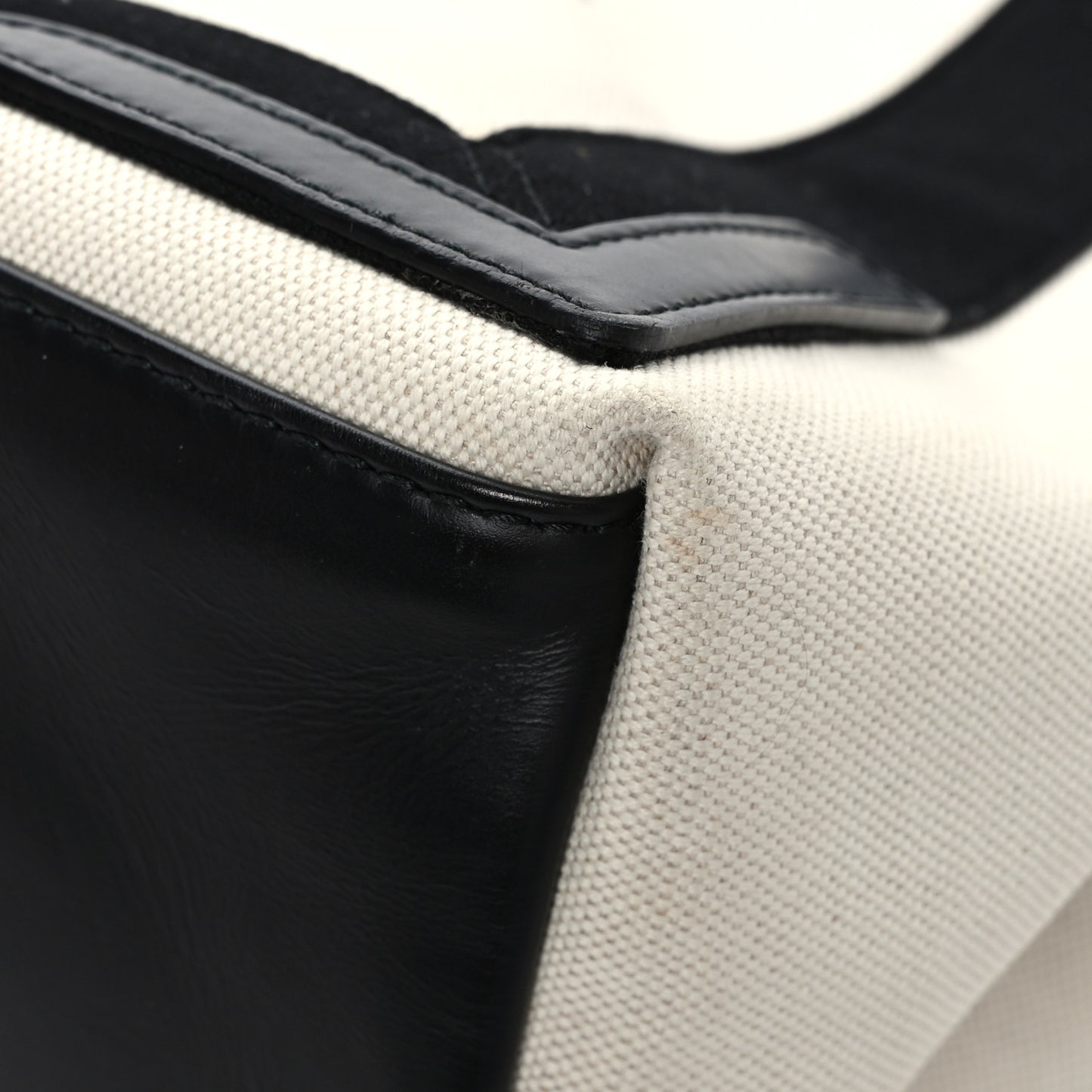 Cotton Canvas Satin Calfskin S Navy Cabas Natural Black