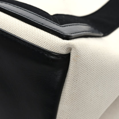 Balenciaga Cotton Canvas Satin Calfskin S Navy Cabas Natural Black 10 of 12