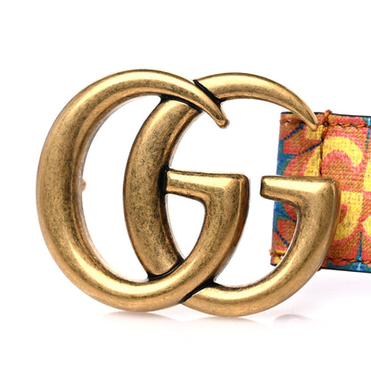 Gucci GG Supreme Monogram Kaleidoscope Double G 30mm Belt 90 36 Blue Orange Multicolor Blue Agata 6 of 6