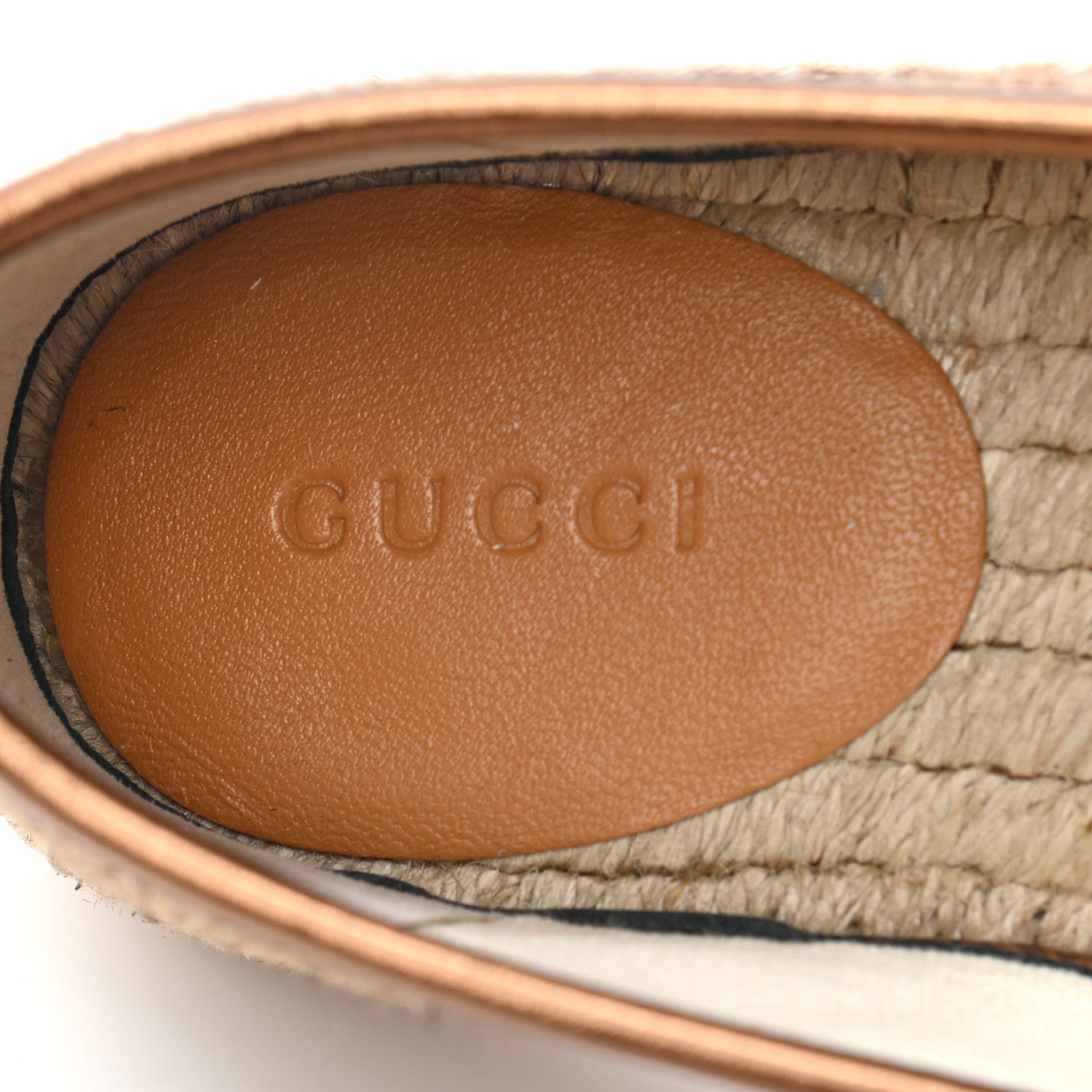 Gucci Lame Nappa GG Monogram Espadrilles 37 Brown Beige Light Bronze 8 of 9