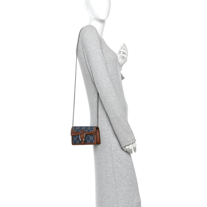 Gucci New Denim GG Monogram Dollar Calfskin Enamel Super Mini Dionysus Shoulder Bag Blue Tea Cuir Epilog Electric Blue 2 of 12
