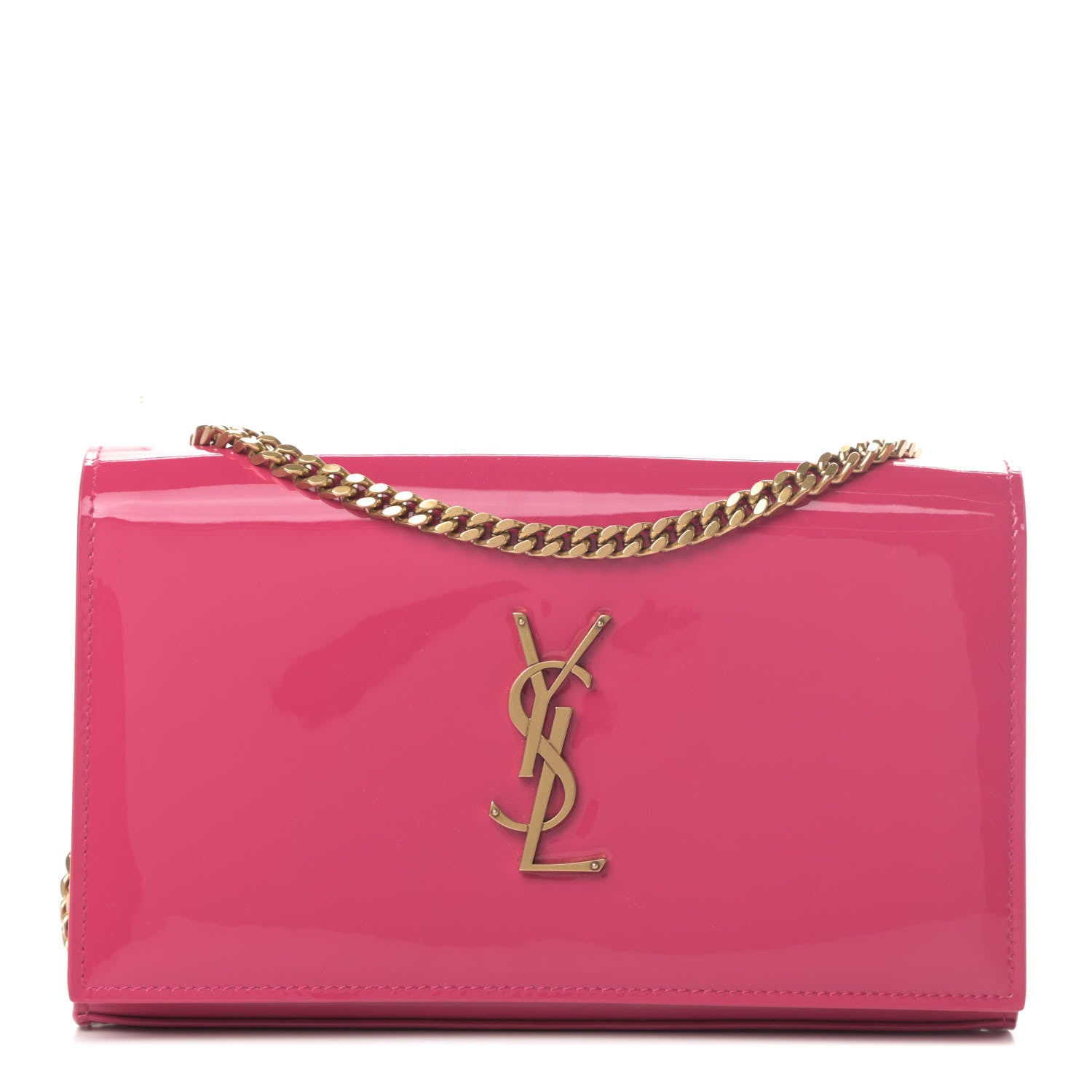 Saint Laurent Patent Calfskin Monogram Kate Chain Wallet Fresh Fuxia 1 of 5