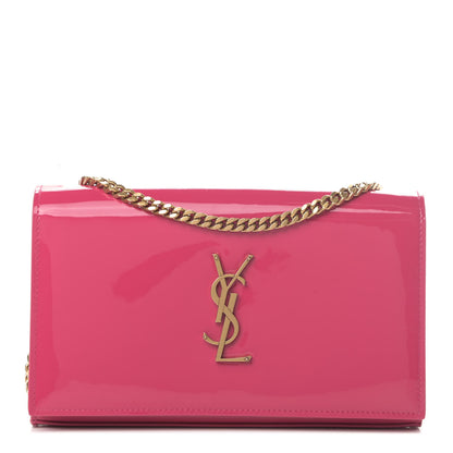 Saint Laurent Patent Calfskin Monogram Kate Chain Wallet Fresh Fuxia 1 of 5