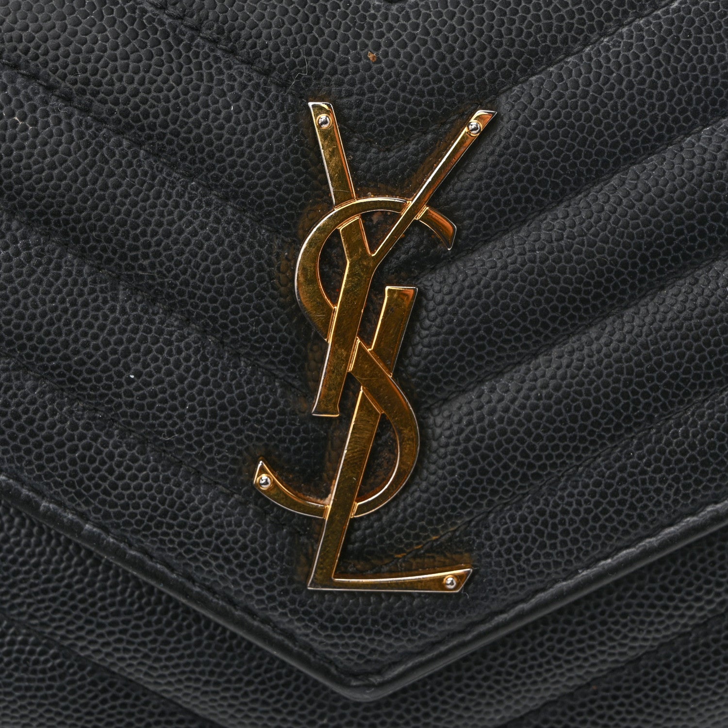 Saint Laurent Grain De Poudre Matelasse Chevron Monogram Chain Wallet Black 11 of 15