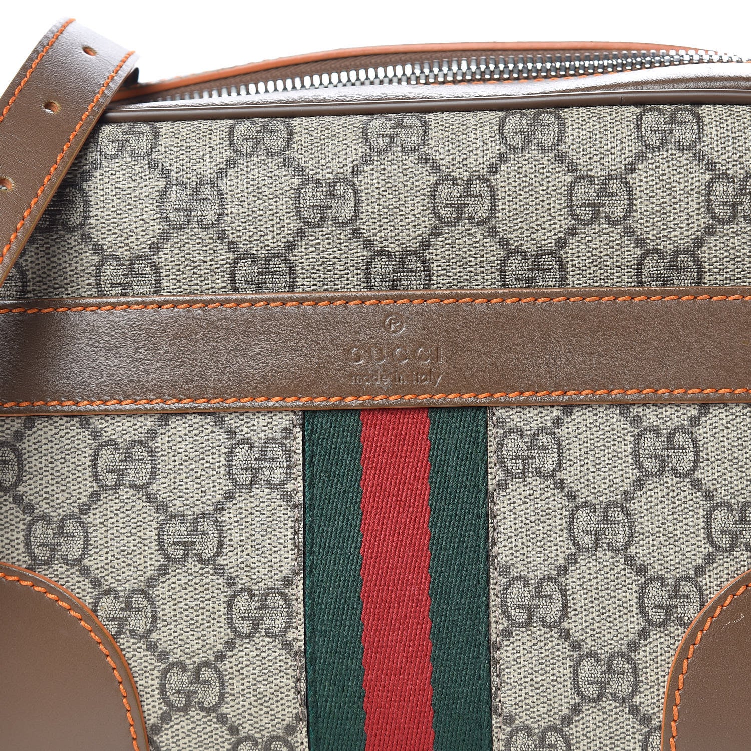 Gucci GG Supreme Monogram Web Medium Shoulder Bag Brown 8 of 10