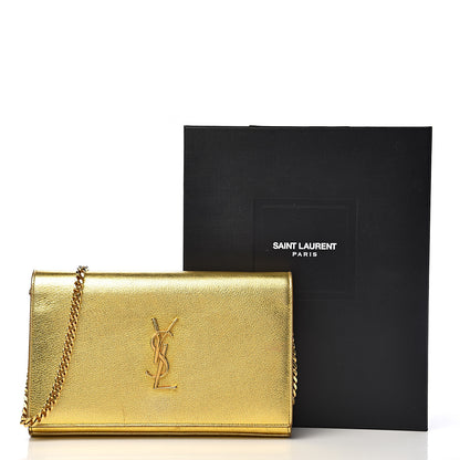 Saint Laurent Metallic Calfskin Monogram Chain Wallet Gold 22 of 22