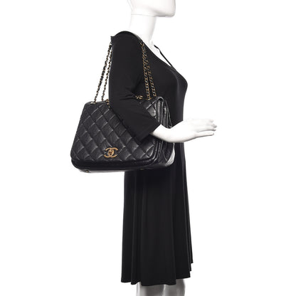 Chanel Aged Calfskin Quilted Large Pondichery Flap Black 3 of 12