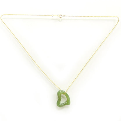 Tiffany 18k Gold Jade Open Heart Elsa Peretti Necklace 1 of 4