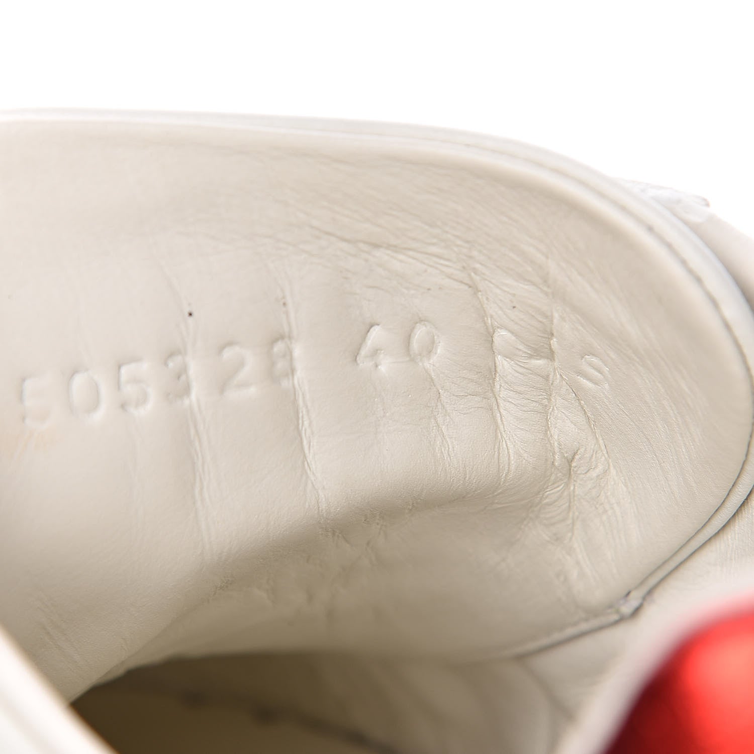 Gucci Calfskin Nappa Web LOVED Embroidered Womens Ace Sneakers 40 White Red Flame Notte 10 of 10