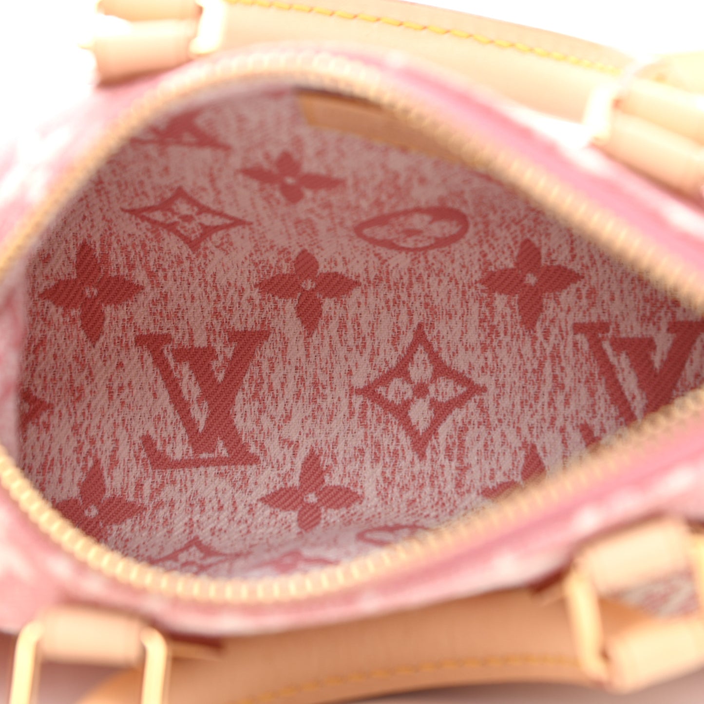 Monogram Jacquard Denim Nano Speedy Bandouliere Pink