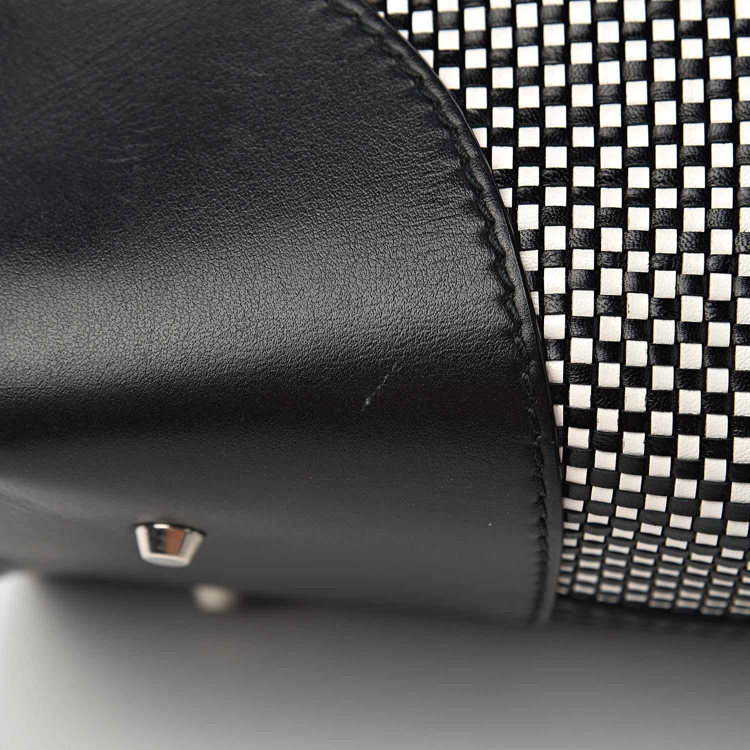 Alexander McQueen Soft Calfskin Woven Medium Legend Tote Black White 10 of 11