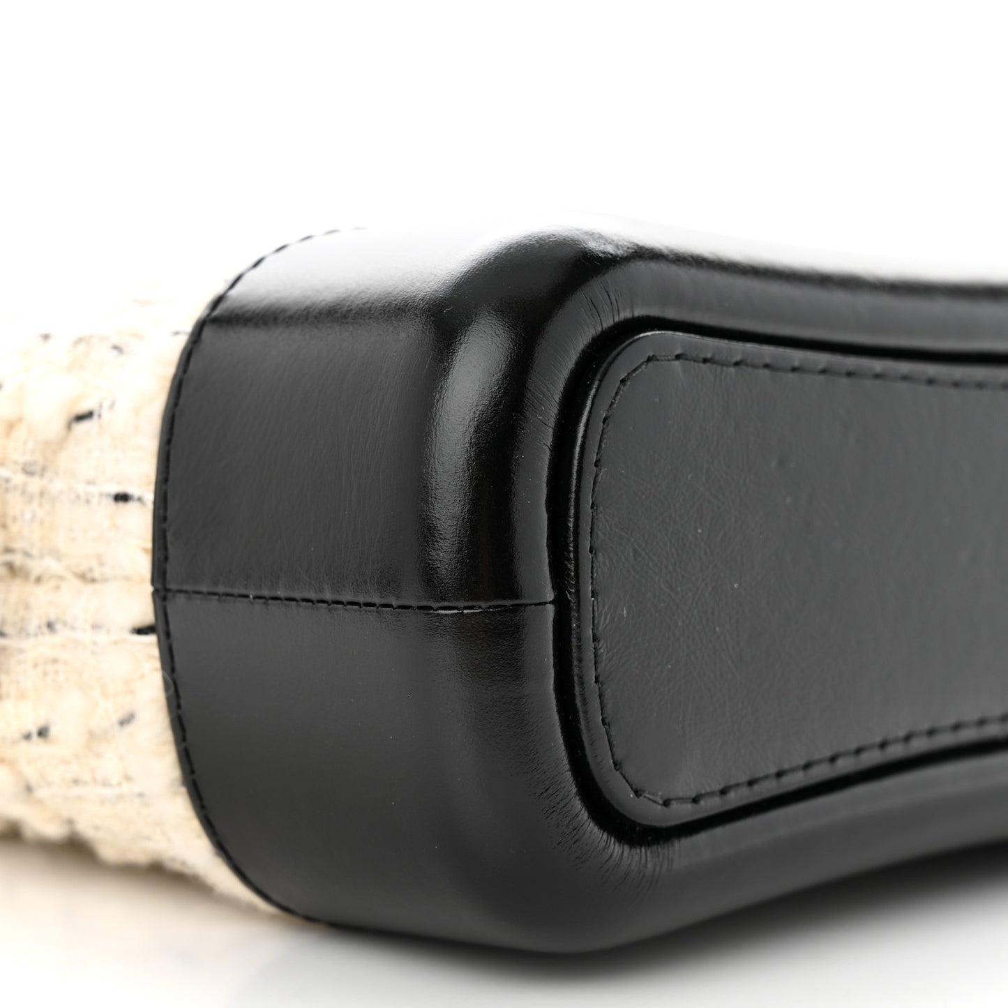 Tweed Calfskin Quilted Small Gabrielle Hobo Ivory Black
