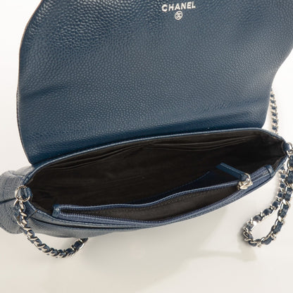Chanel Caviar Half Moon Wallet On Chain WOC Navy Blue 5 of 8
