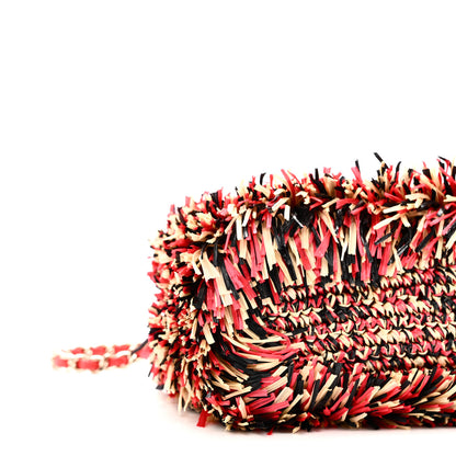 Chanel Raffia Fringe Nano Kelly Shopper Red Beige Black 9 of 10
