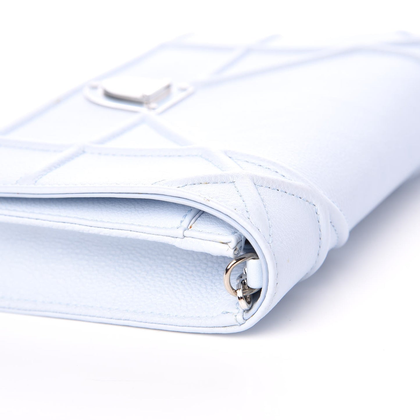 Grained Calfskin Diorama Wallet on Chain Pouch Light Blue